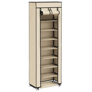 vidaXL Shoe Cabinet with Cover Cream 57 x 29 x 162 cm Fabric