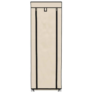 vidaXL Shoe Cabinet with Cover Cream 57 x 29 x 162 cm Fabric