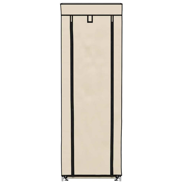 vidaXL Shoe Cabinet with Cover Cream 57 x 29 x 162 cm Fabric