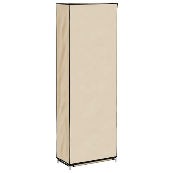 vidaXL Shoe Cabinet with Cover Cream 57 x 29 x 162 cm Fabric
