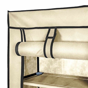 vidaXL Shoe Cabinet with Cover Cream 57 x 29 x 162 cm Fabric
