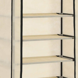 vidaXL Shoe Cabinet with Cover Cream 57 x 29 x 162 cm Fabric