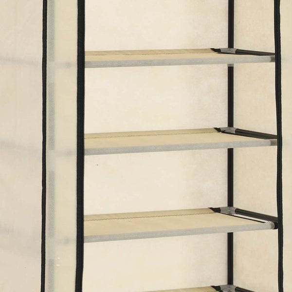vidaXL Shoe Cabinet with Cover Cream 57 x 29 x 162 cm Fabric