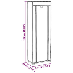 vidaXL Shoe Cabinet with Cover Cream 57 x 29 x 162 cm Fabric