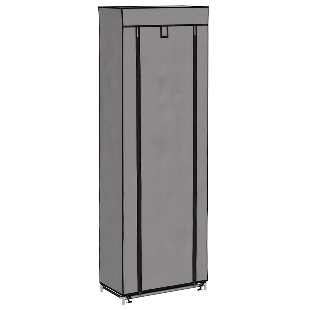 vidaXL Shoe Cabinet with Cover Grey 57 x 29 x 162 cm Fabric
