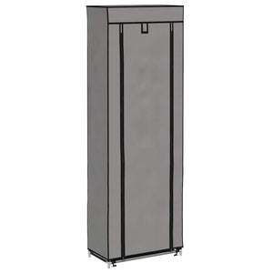 vidaXL Shoe Cabinet with Cover Grey 57 x 29 x 162 cm Fabric
