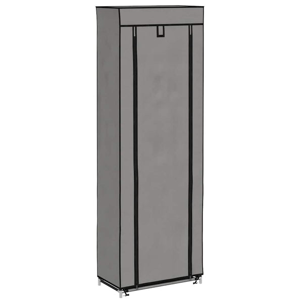 vidaXL Shoe Cabinet with Cover Grey 57 x 29 x 162 cm Fabric