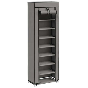 vidaXL Shoe Cabinet with Cover Grey 57 x 29 x 162 cm Fabric