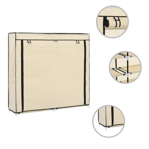 vidaXL Shoe Cabinet with Cover Cream 115 x 28 x 110 cm Fabric