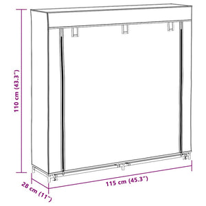 vidaXL Shoe Cabinet with Cover Cream 115 x 28 x 110 cm Fabric