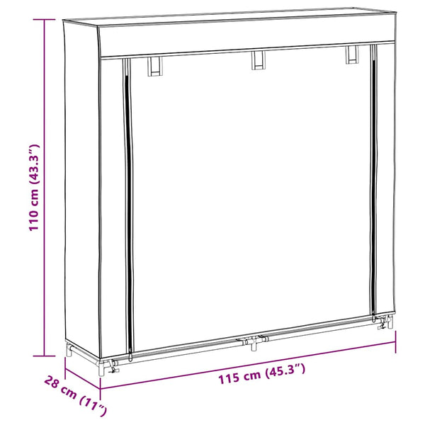 vidaXL Shoe Cabinet with Cover Cream 115 x 28 x 110 cm Fabric