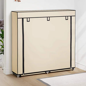 vidaXL Shoe Cabinet with Cover Cream 115 x 28 x 110 cm Fabric