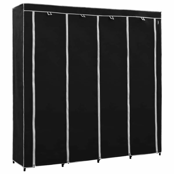 vidaXL Wardrobe with 4 Compartments Black 175 x 45 x 170 cm