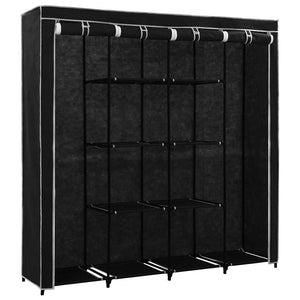 vidaXL Wardrobe with 4 Compartments Black 175 x 45 x 170 cm