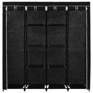 vidaXL Wardrobe with 4 Compartments Black 175 x 45 x 170 cm