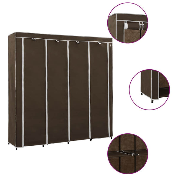 vidaXL Wardrobe with 4 Compartments Brown 175 x 45 x 170 cm