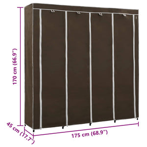 vidaXL Wardrobe with 4 Compartments Brown 175 x 45 x 170 cm