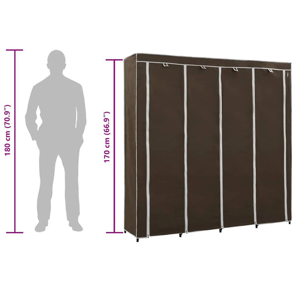vidaXL Wardrobe with 4 Compartments Brown 175 x 45 x 170 cm