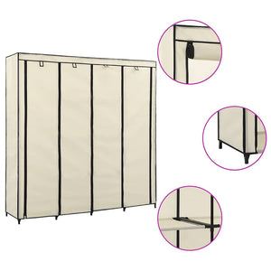 vidaXL Wardrobe with 4 Compartments Cream 175 x 45 x 170 cm