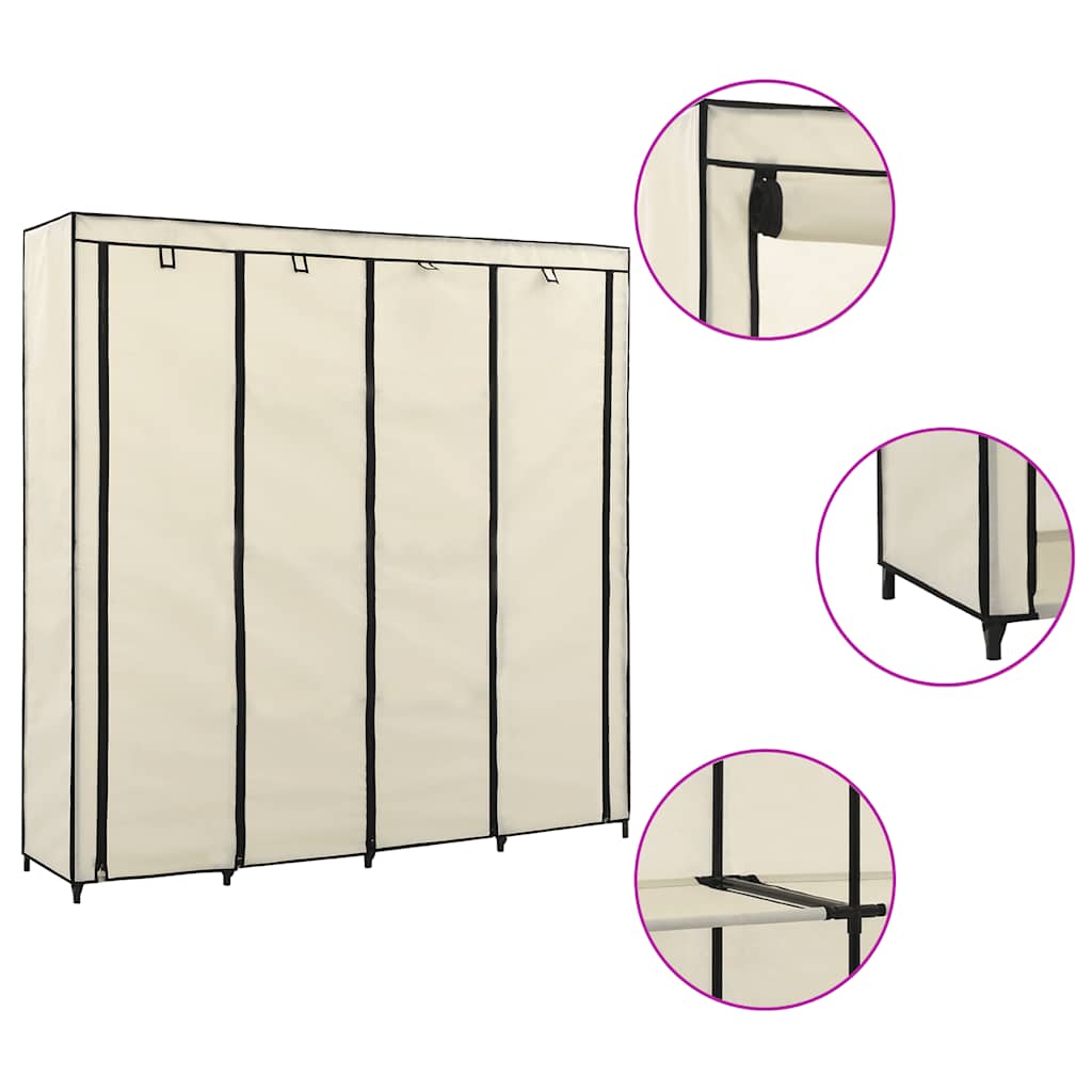 vidaXL Wardrobe with 4 Compartments Cream 175 x 45 x 170 cm