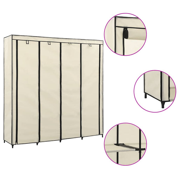 vidaXL Wardrobe with 4 Compartments Cream 175 x 45 x 170 cm