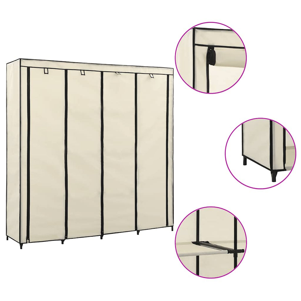 vidaXL Wardrobe with 4 Compartments Cream 175 x 45 x 170 cm