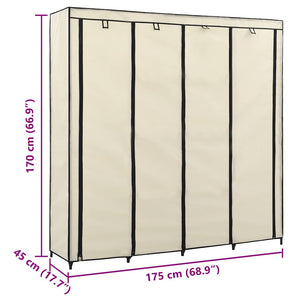 vidaXL Wardrobe with 4 Compartments Cream 175 x 45 x 170 cm