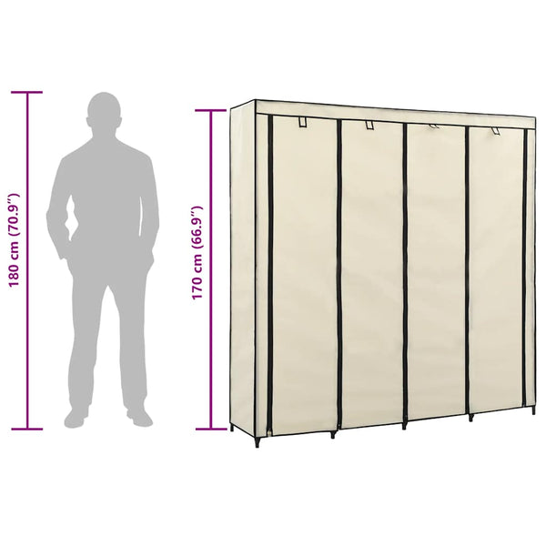 vidaXL Wardrobe with 4 Compartments Cream 175 x 45 x 170 cm