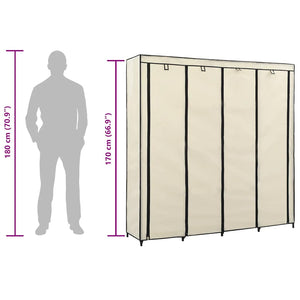 vidaXL Wardrobe with 4 Compartments Cream 175 x 45 x 170 cm