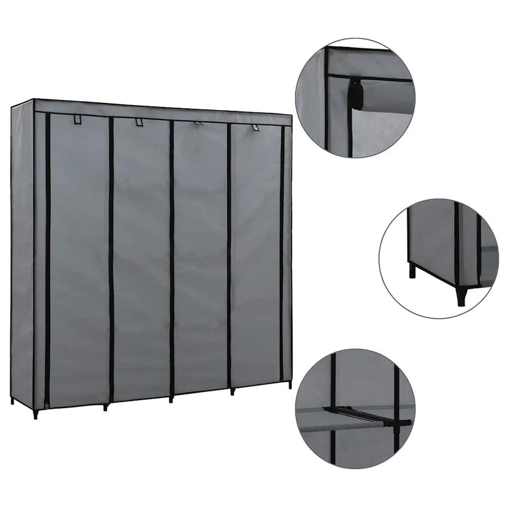 vidaXL Wardrobe with 4 Compartments Grey 175 x 45 x 170 cm