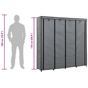 vidaXL Wardrobe with 4 Compartments Grey 175 x 45 x 170 cm