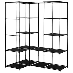 vidaXL Corner Wardrobe Black 130 x 87 x 169 cm