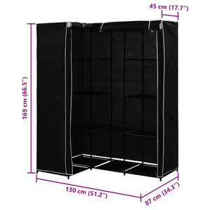vidaXL Corner Wardrobe Black 130 x 87 x 169 cm