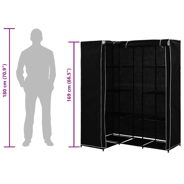 vidaXL Corner Wardrobe Black 130 x 87 x 169 cm