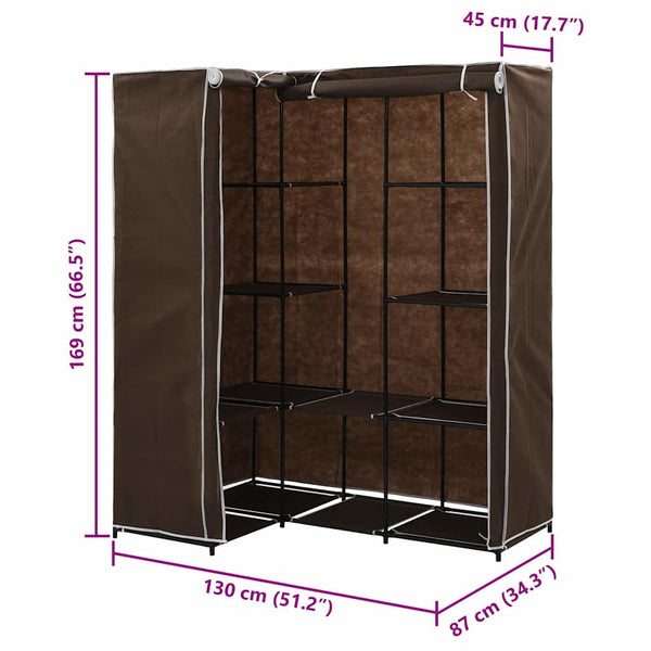 vidaXL Corner Wardrobe Brown 130 x 87 x 169 cm