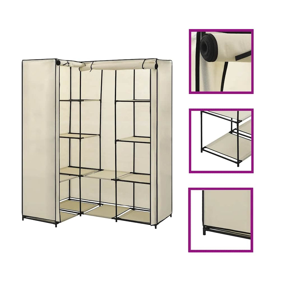 vidaXL Corner Wardrobe Cream 130 x 87 x 169 cm