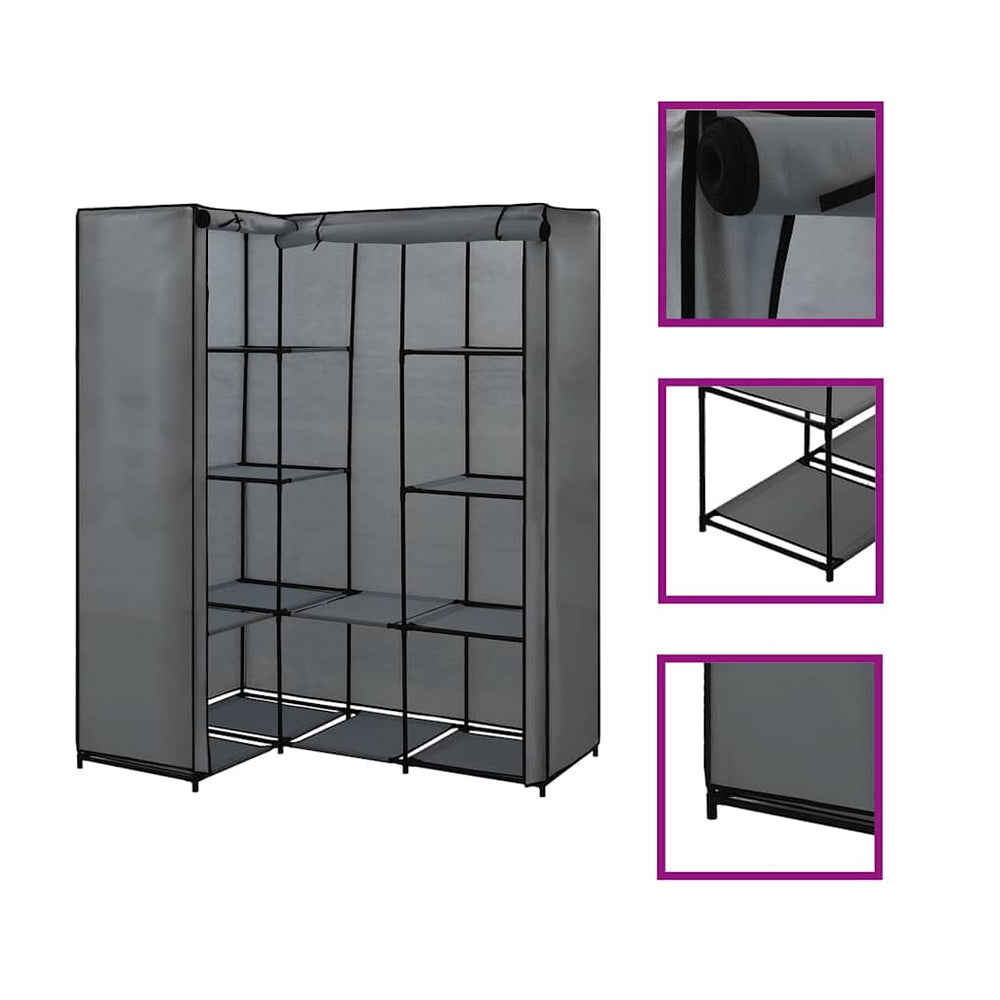 vidaXL Corner Wardrobe Grey 130 x 87 x 169 cm