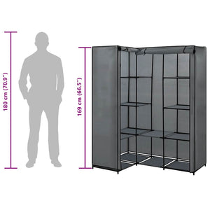 vidaXL Corner Wardrobe Grey 130 x 87 x 169 cm