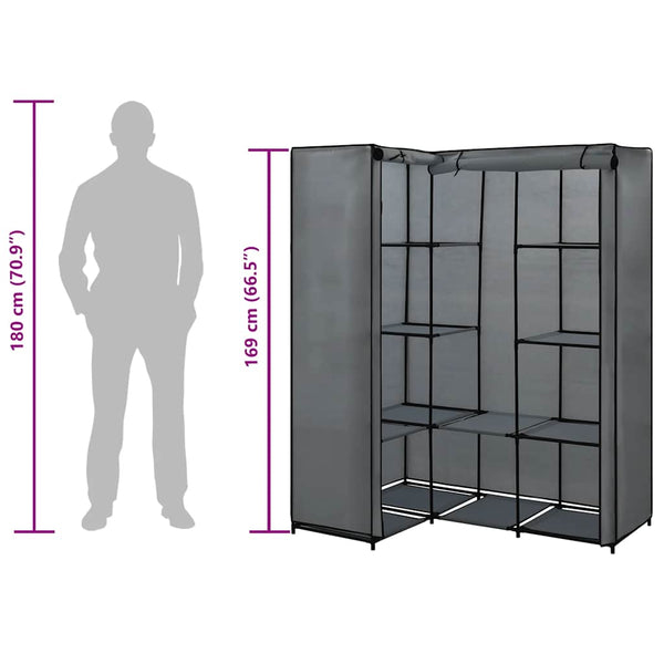 vidaXL Corner Wardrobe Grey 130 x 87 x 169 cm