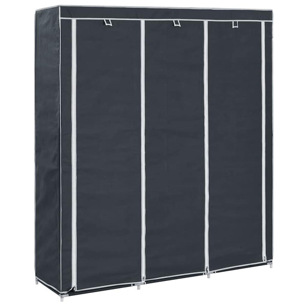 vidaXL Wardrobe with Shelves Rods Black 150x45x175cm Fabric