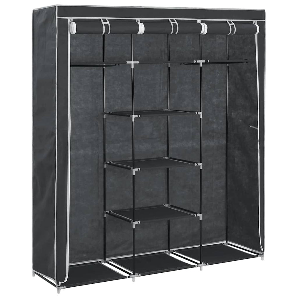 vidaXL Wardrobe with Shelves Rods Black 150x45x175cm Fabric