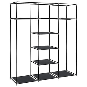 vidaXL Wardrobe with Shelves Rods Black 150x45x175cm Fabric