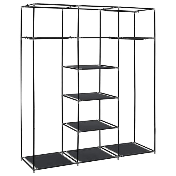vidaXL Wardrobe with Shelves Rods Black 150x45x175cm Fabric