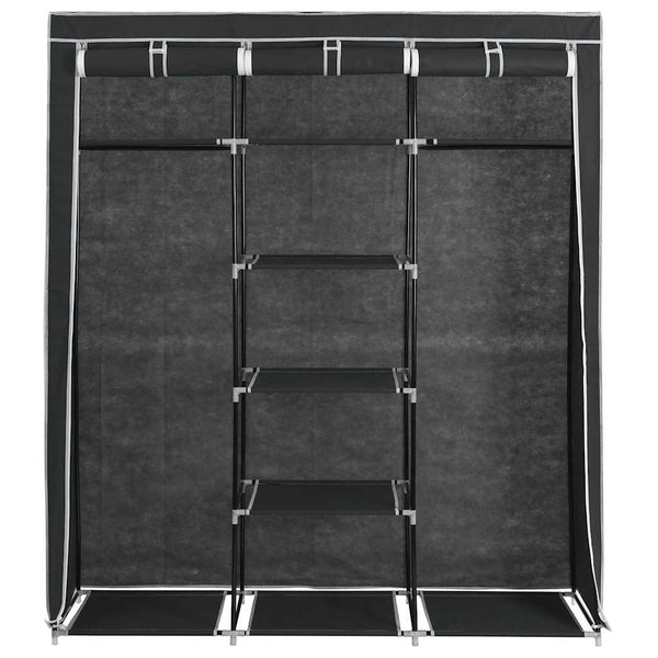 vidaXL Wardrobe with Shelves Rods Black 150x45x175cm Fabric