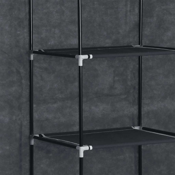 vidaXL Wardrobe with Shelves Rods Black 150x45x175cm Fabric