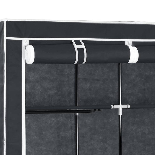 vidaXL Wardrobe with Shelves Rods Black 150x45x175cm Fabric