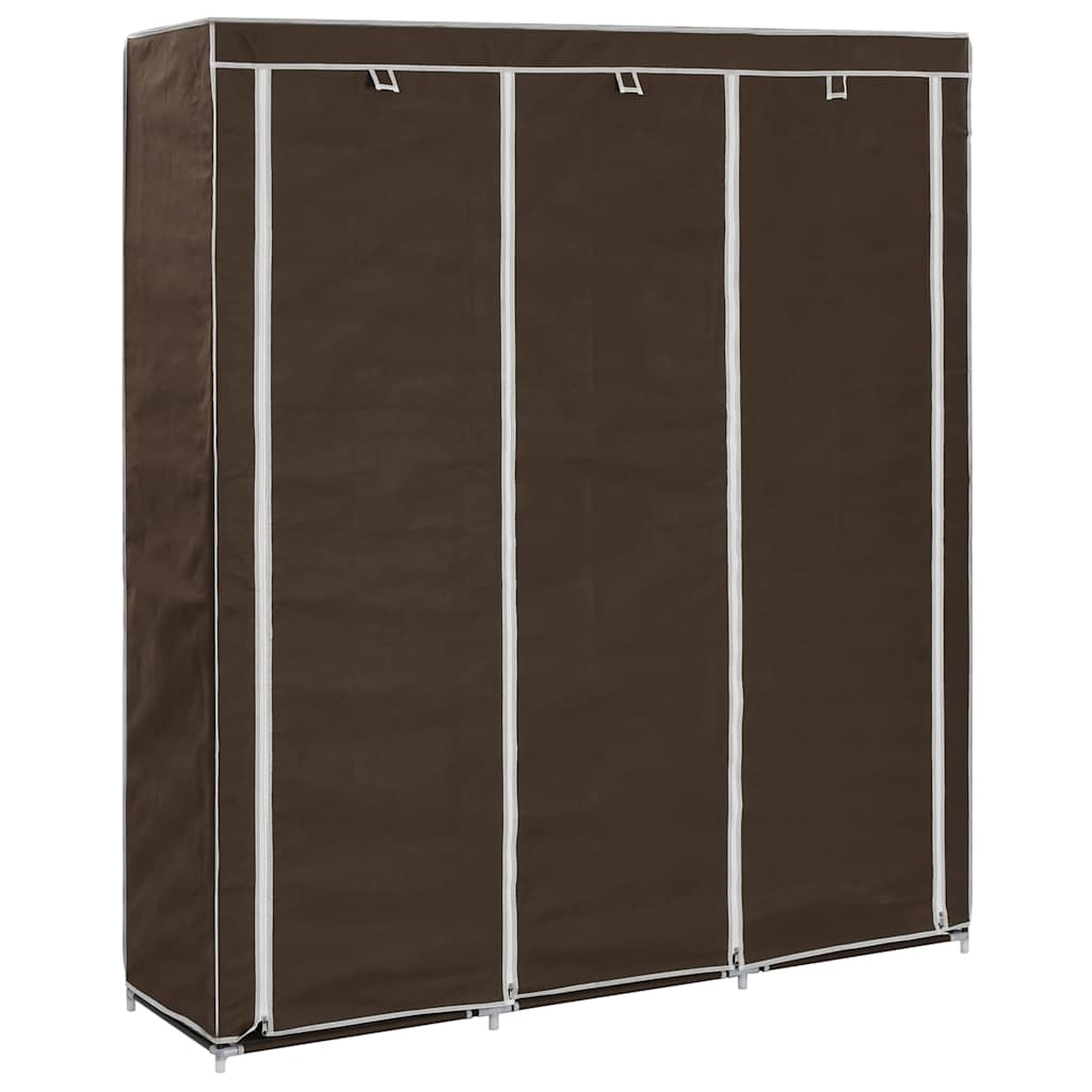 vidaXL Wardrobe with Compartments and Rods Brown 150x45x175cm Fabric