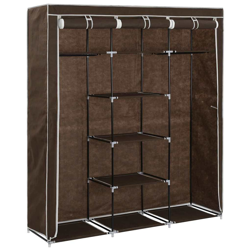 vidaXL Wardrobe with Compartments and Rods Brown 150x45x175cm Fabric