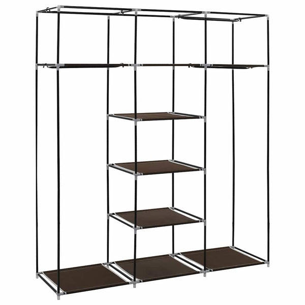 vidaXL Wardrobe with Compartments and Rods Brown 150x45x175cm Fabric