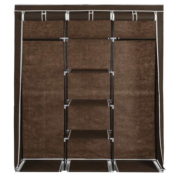 vidaXL Wardrobe with Compartments and Rods Brown 150x45x175cm Fabric